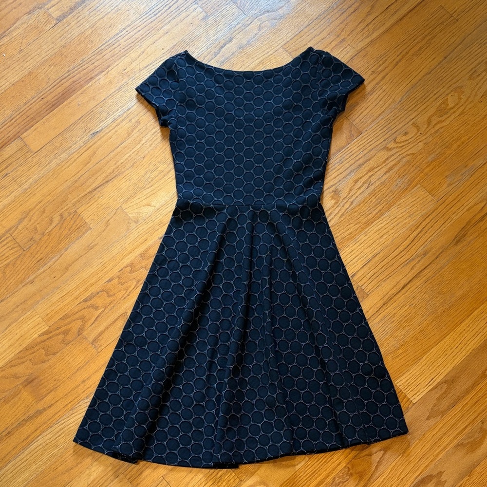 Leota Black Textured Fit-and-Flare Dress - Women's